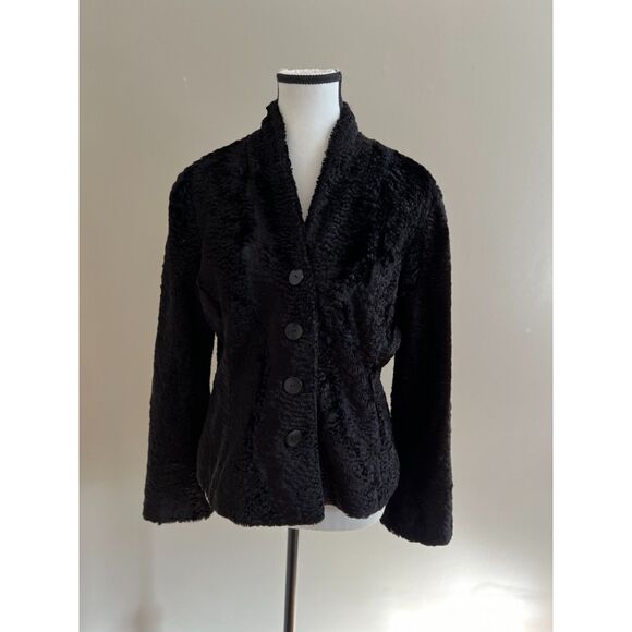 Philippe Adec black faux fur jacket. Size 8. - Picture 1 of 9